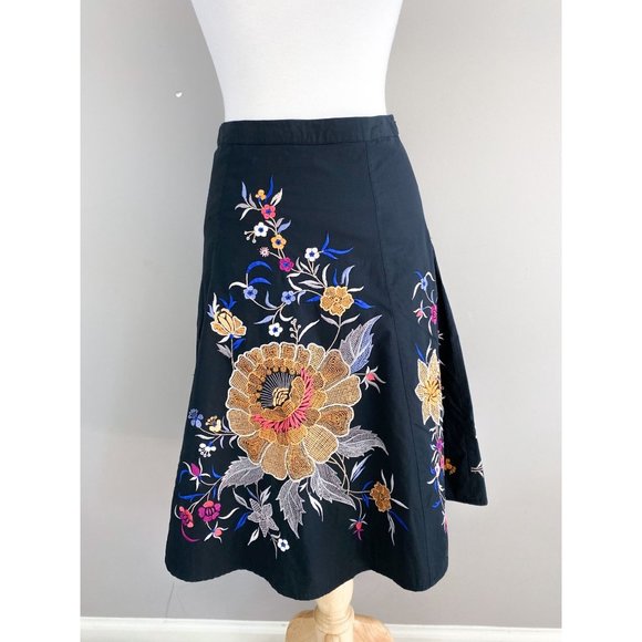 French Connection Skirts French Connection Black Embroidered Floral